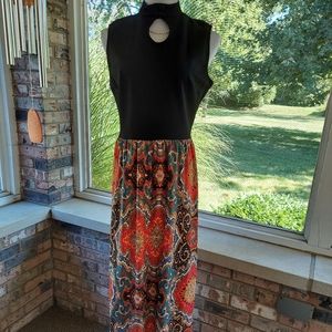 Amazing Keyhole Front Vintage Bohemian Hippie Maxi Dress M